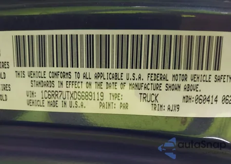 2013 Ram 1500 Sport z USA, uszkodzony, nr VIN 1C6RR7UTXDS689119